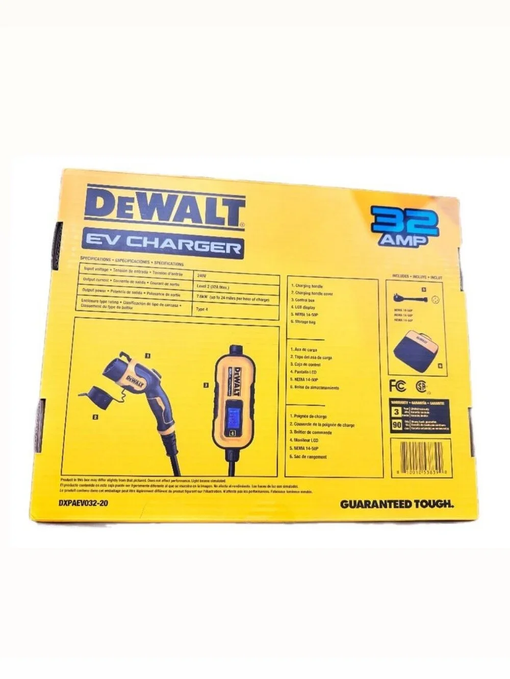 DEWALT 32 Amp Portable Level 2 EV Charger (20 Ft. Cable) | Model DXPAEV032-20